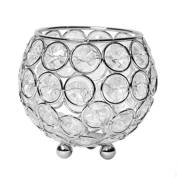 Elegant Garden Design Elegant Designs HG1005-CHR 3.75 in. Elipse Crystal Circular Bowl Candle Holder; Flower Vase; Wedding Centerpiece - Favor - Chrome HG1005-CHR